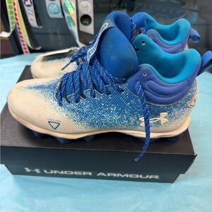 Under Armour Mens Blue and White Football Cleats
